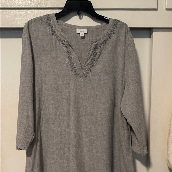 Pure Jill Gray Embroidered Women's Blouse - Picture 4 of 5